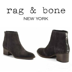 Rag & Bone Wesley Boots Asphalt Suede Size 39 Chunky Heel Booties Fall Boots